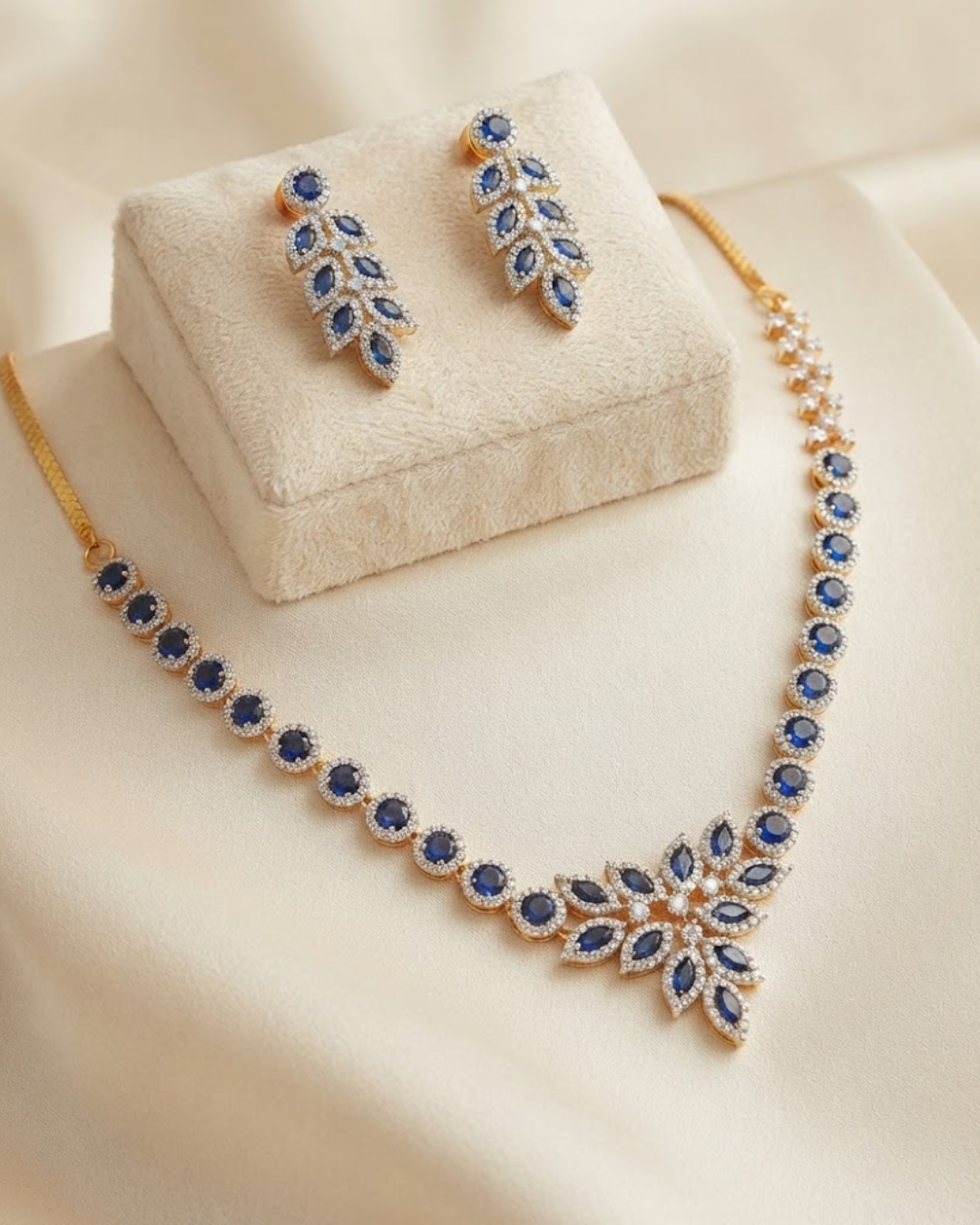 Sohvi : Gold Plated AD Necklace Set