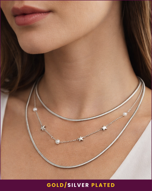 Arela : Gold/Silver Plated Layered Necklace