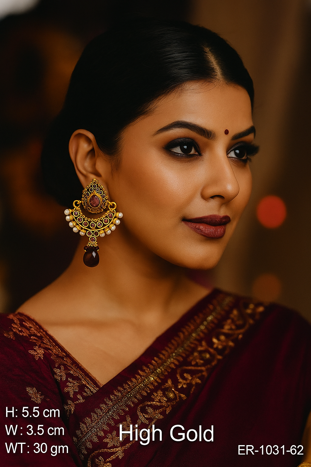 Celestia Carat High Gold Antique Chandbali Earrings