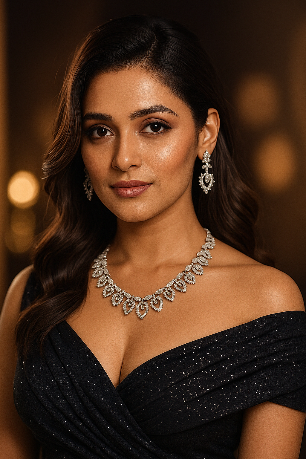 Ahvi : Silver Plated AD Necklace Set