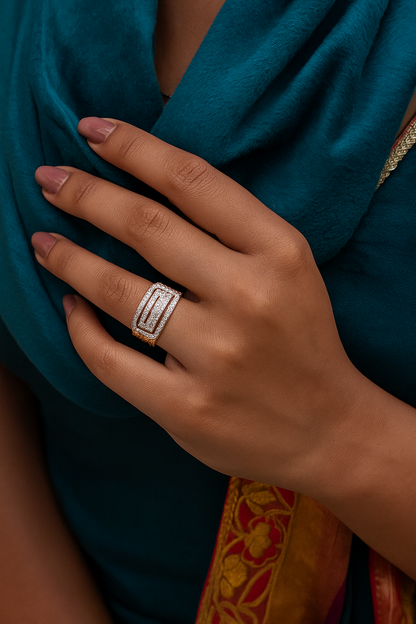 Aakshi : Gold Plated Adjustable AD Ring