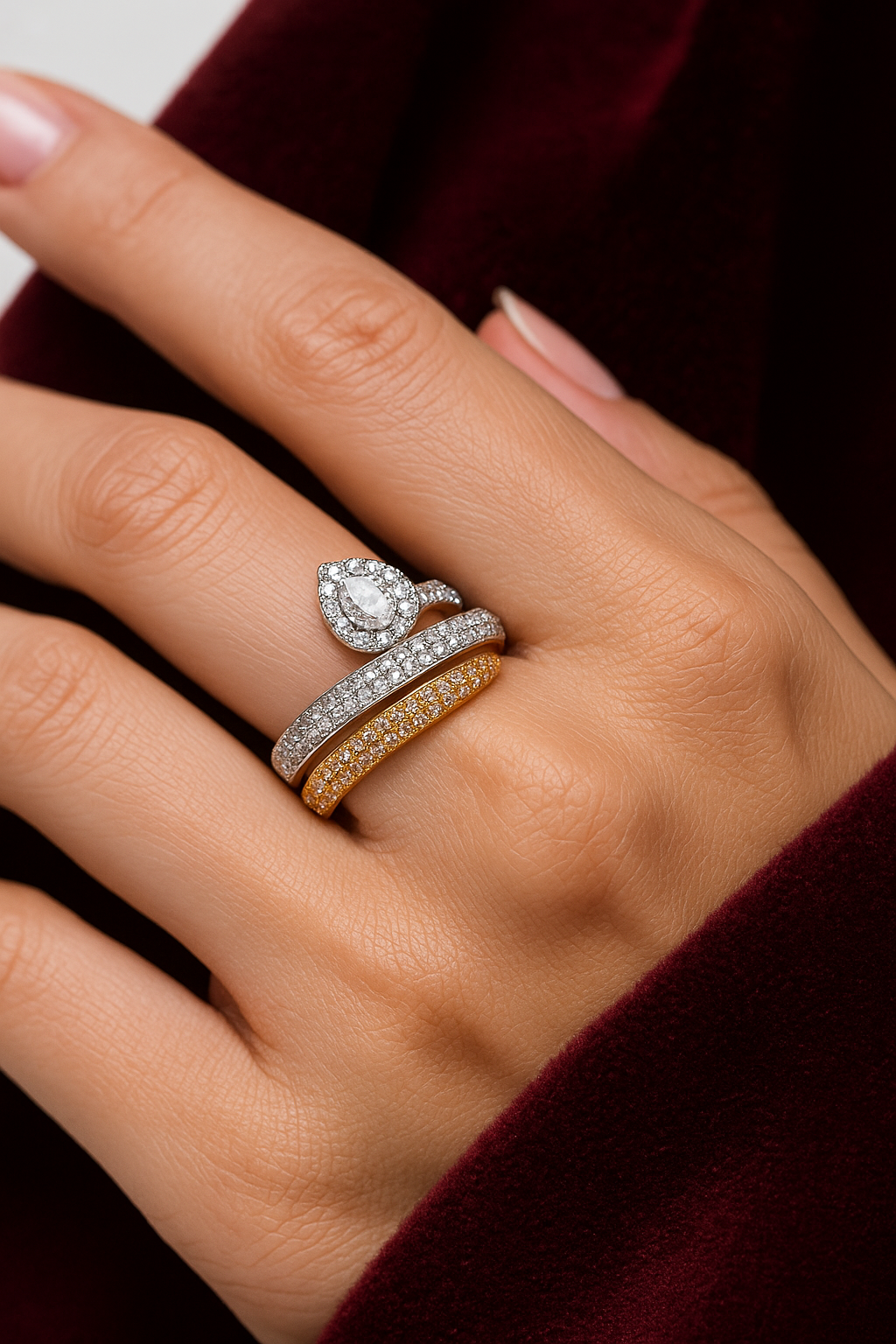 Celestia Carat Two-Tone Pear-Cut Diamond Accent Ring