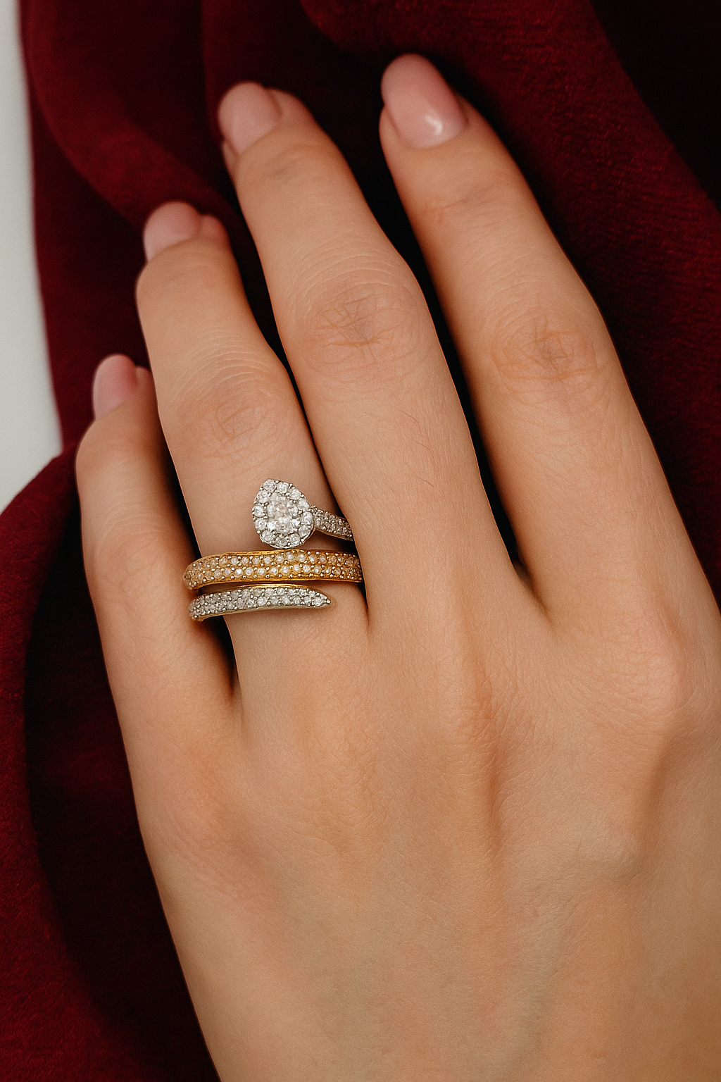 Celestia Carat Two-Tone Pear-Cut Diamond Accent Ring