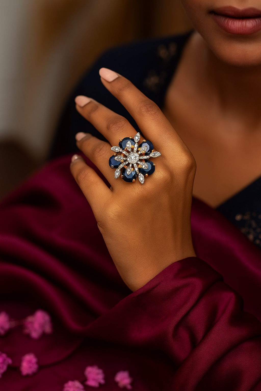 Celestia Carat Midnight Blossom Ring