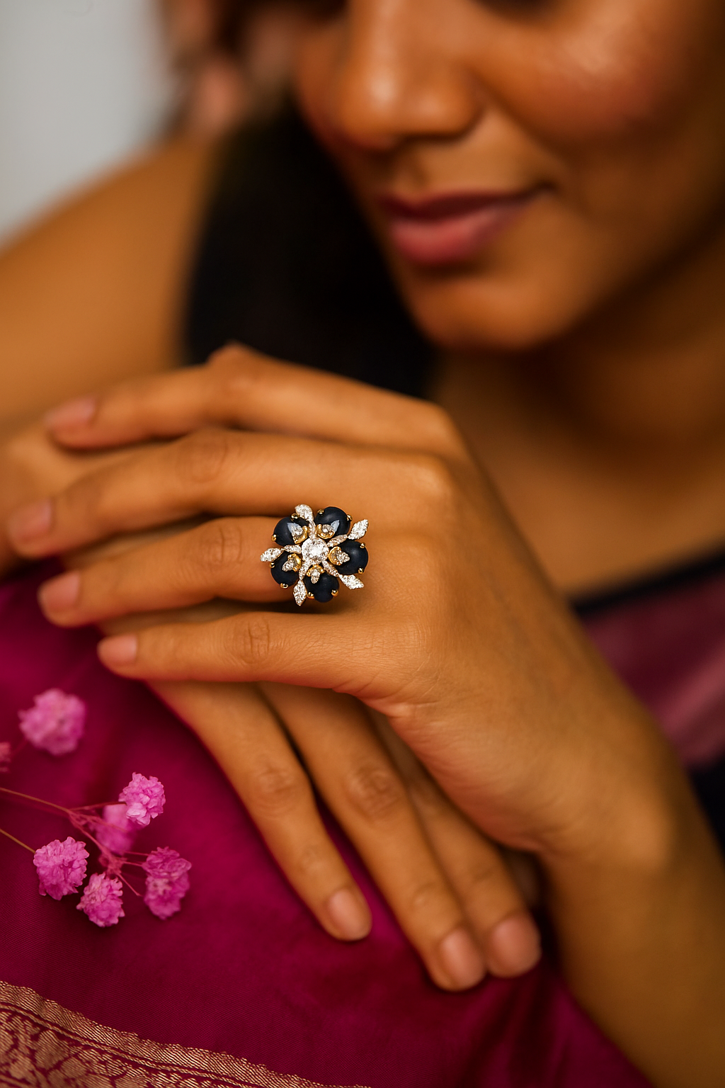 Celestia Carat Midnight Blossom Ring