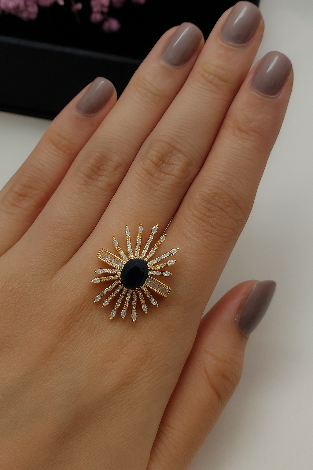 Celestia Carat Midnight Sunburst Ring