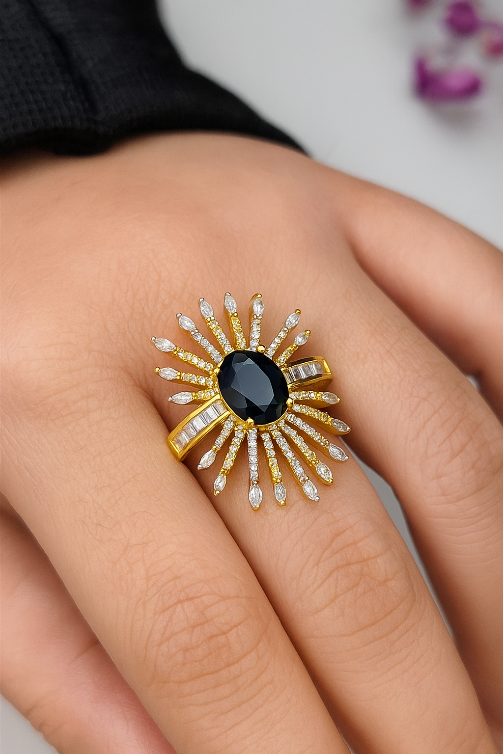 Celestia Carat Midnight Sunburst Ring