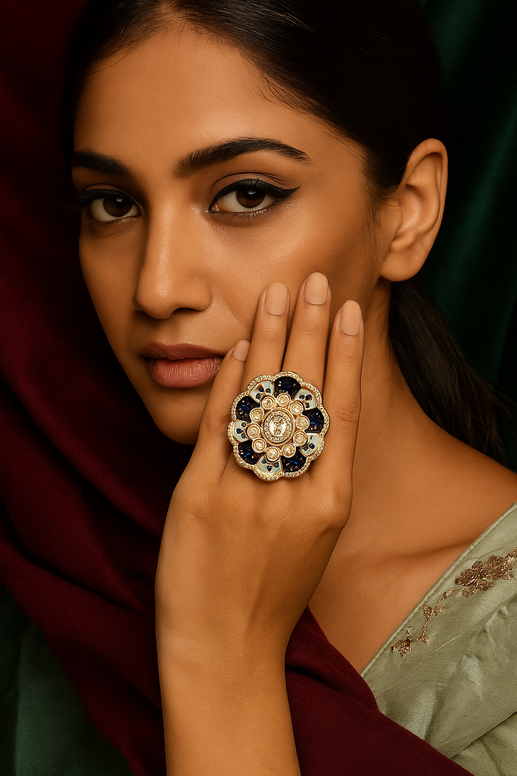 Celestia Carat Imperial Enamel Floral Ring