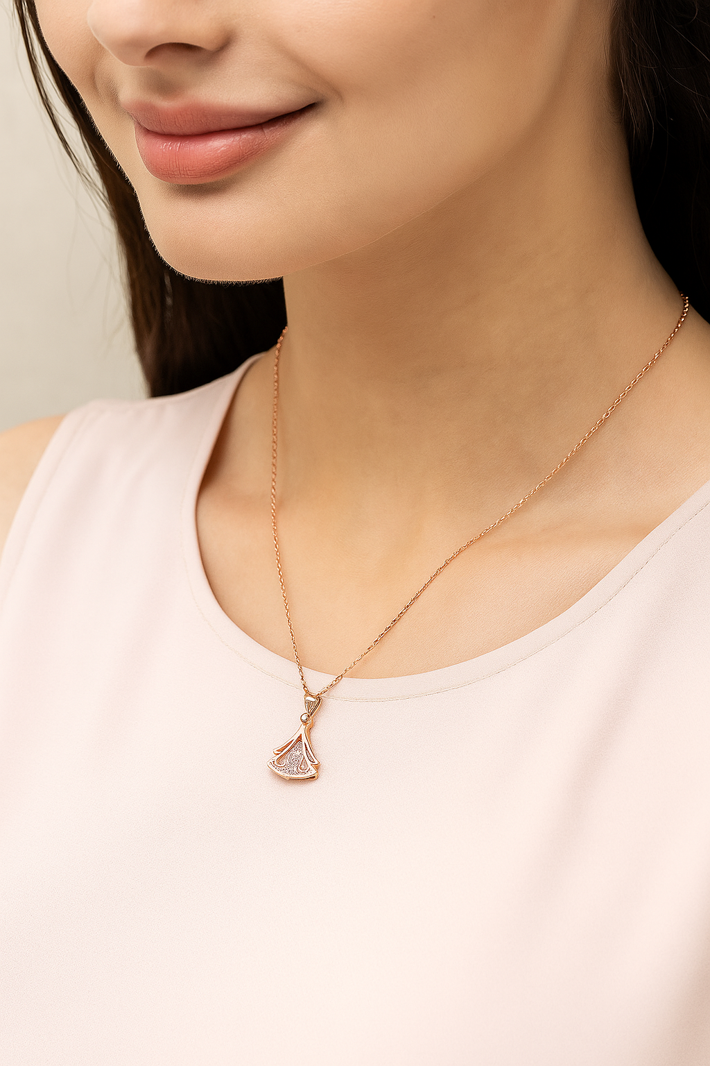Celestia Carat Elegant Fan Pendant Necklace