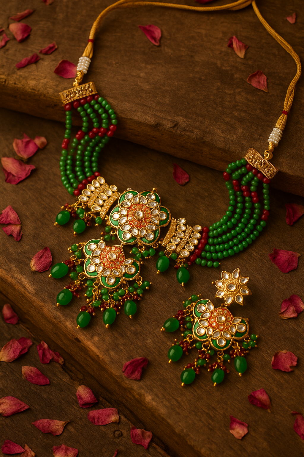 Celestia Carat Emerald Blossom Necklace Set