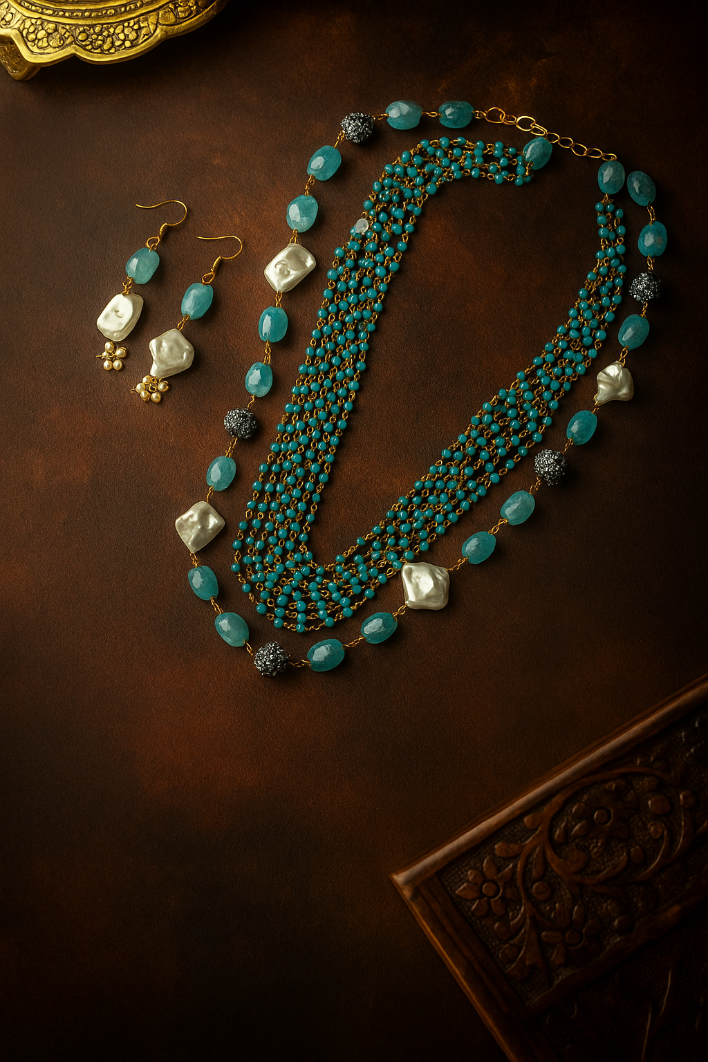 Azure Moti Necklace Set