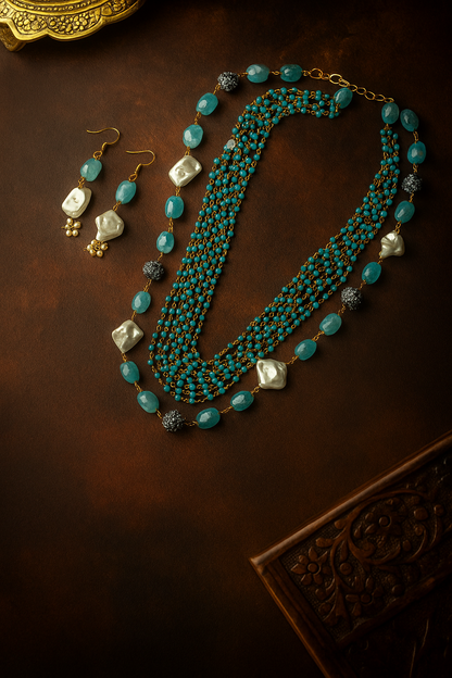 Azure Moti Necklace Set