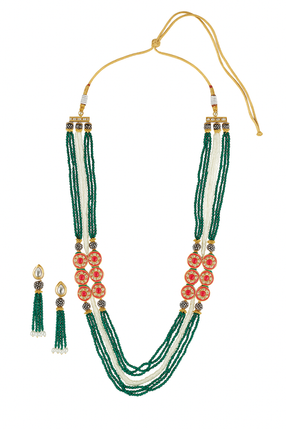 Anabia : Kundan Moti Necklace Set