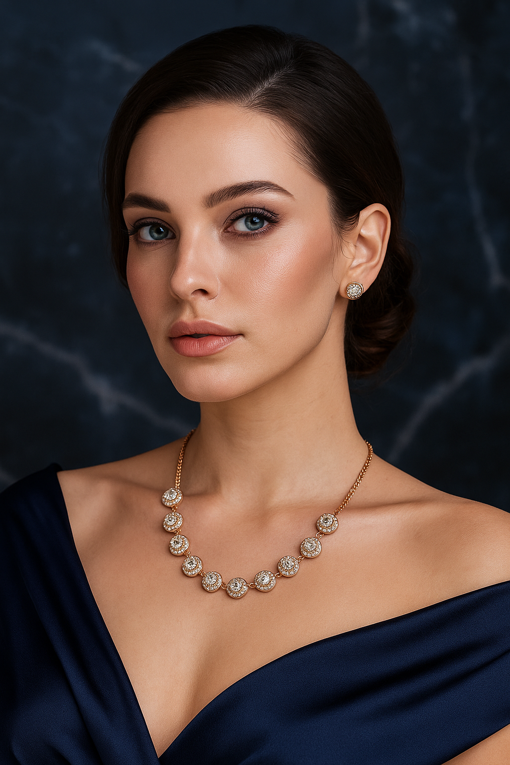 Celestia Carat Crystal Circle Necklace Set