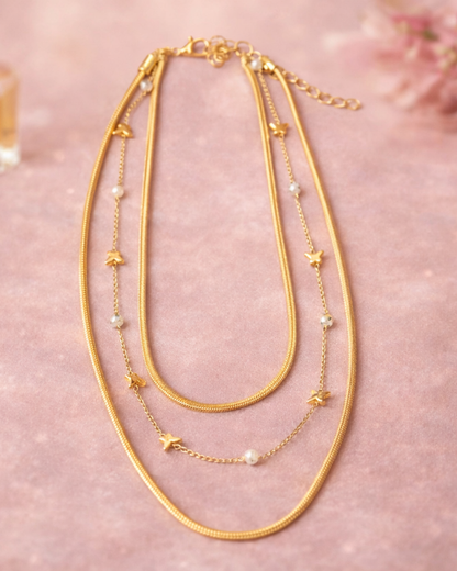 Arela : Gold/Silver Plated Layered Necklace