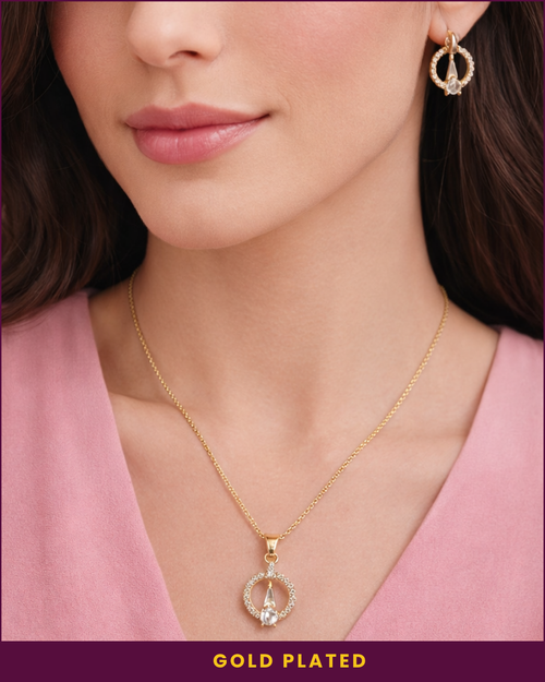 Zeya : Gold Plated Pendant Set