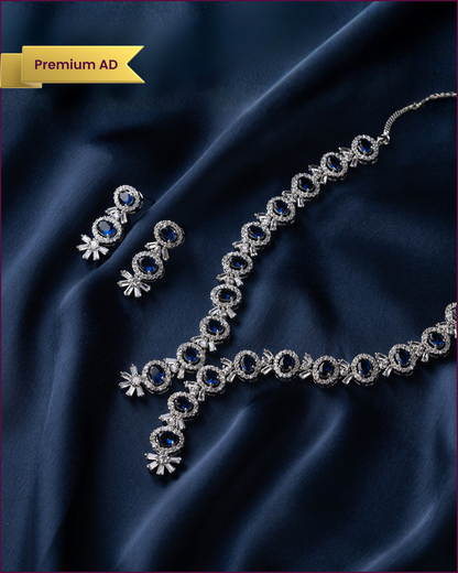 Eraya : Silver Plated AD Necklace Set