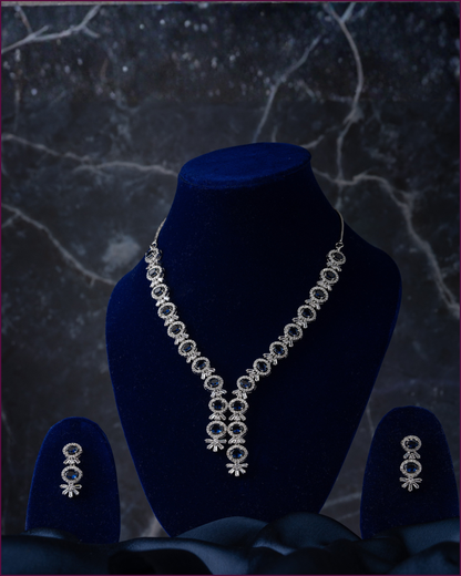 Eraya : Silver Plated AD Necklace Set