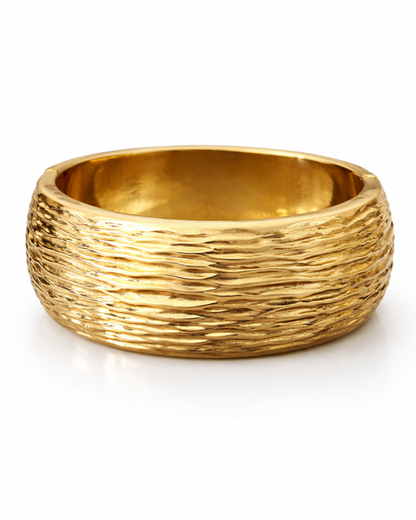 Sage : Gold Plated Textured Openable Cuff
