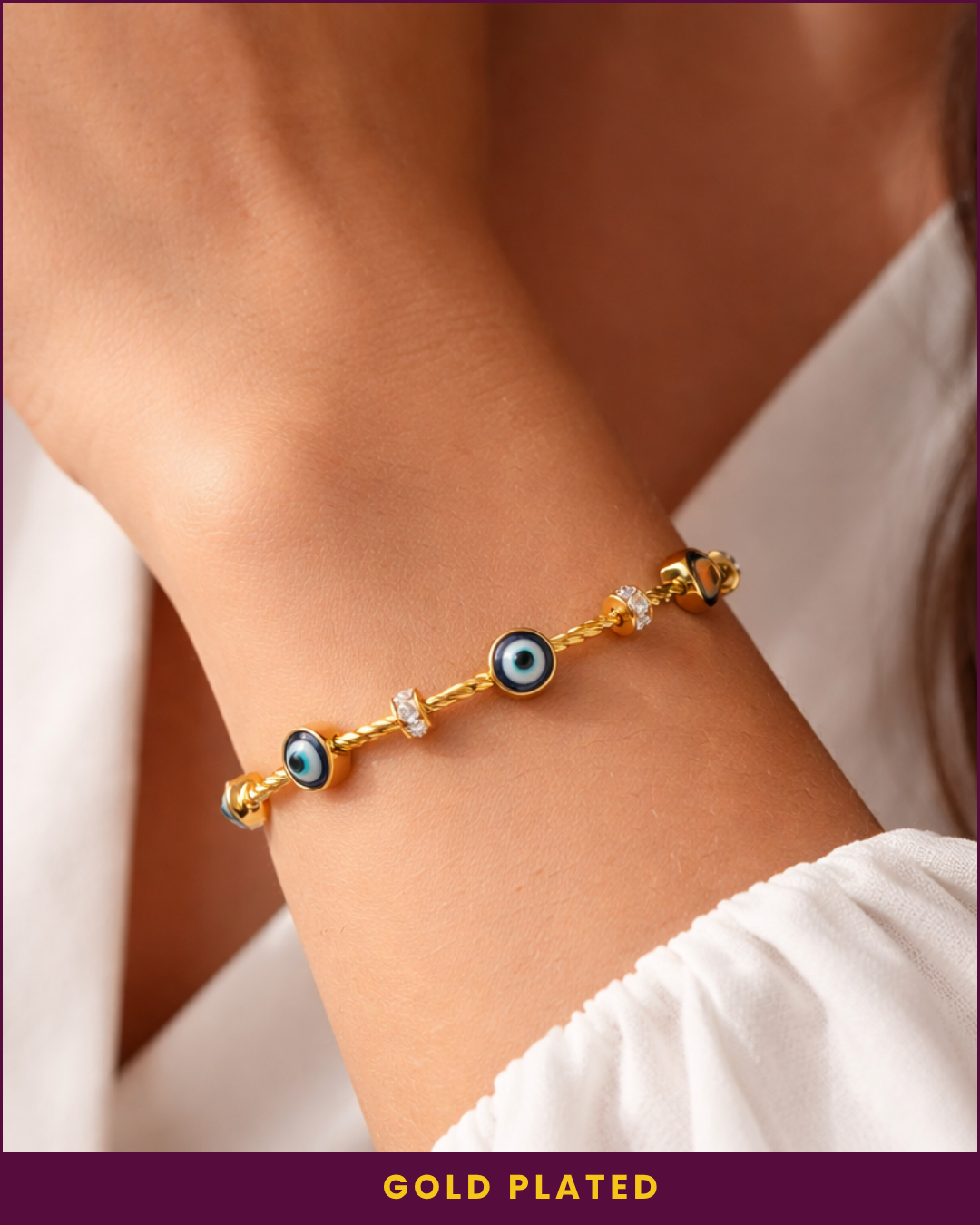 Nazariya : Gold Plated Evil Eye Openable Bracelet