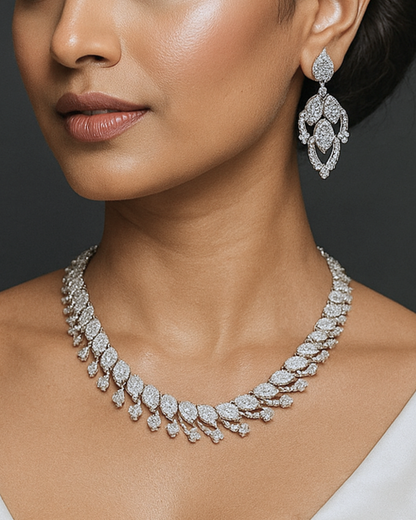 Arth : Silver Plated AD Necklace Set