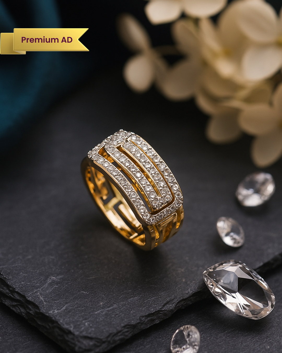 Aakshi : Gold Plated Adjustable AD Ring