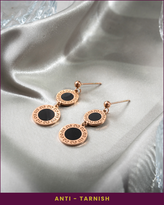 Onyx Medallion Anti Tarnish Earrings