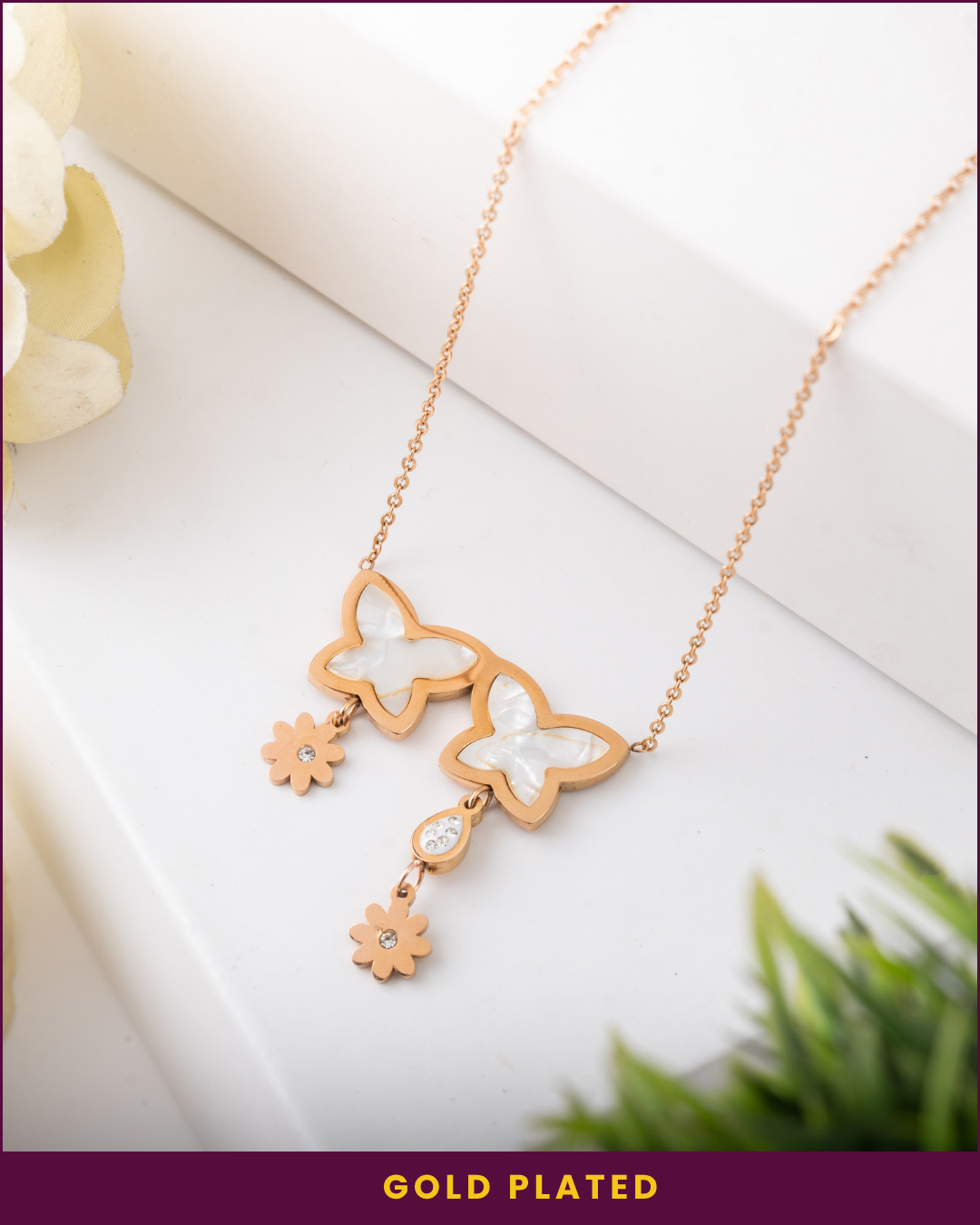 Butterfly Bloom : Gold Plated Pendant