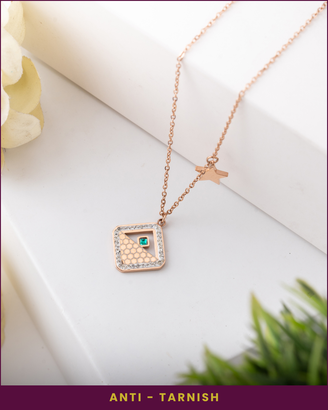 Radiant Square : Anti Tarnish Pendant Necklace