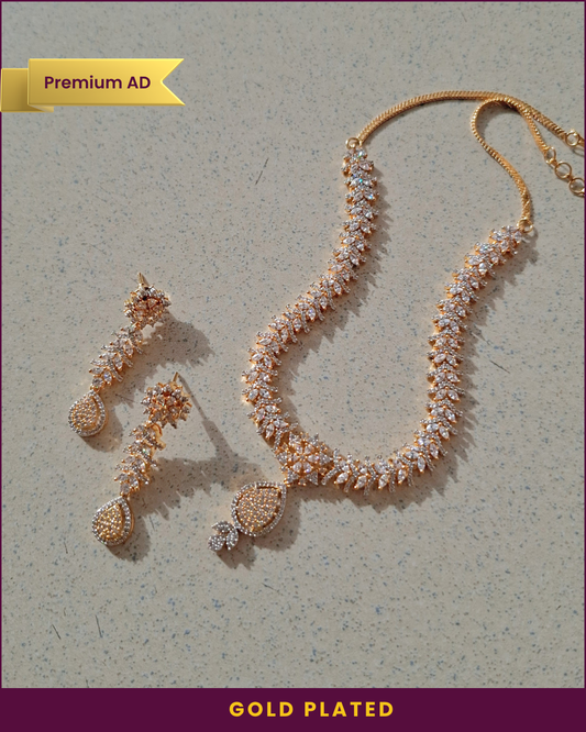 Nurvi : Gold Plated AD Necklace Set