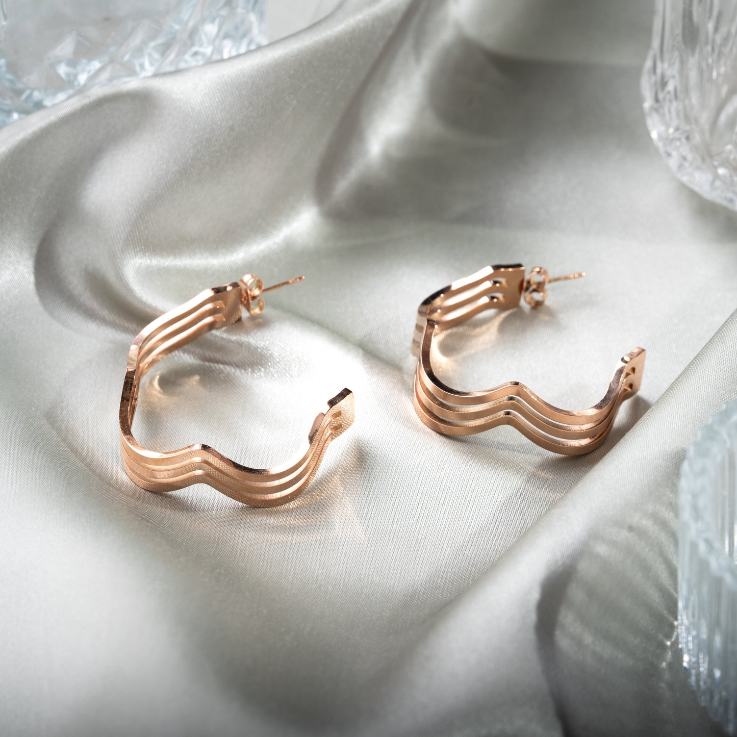 Wave Anti Tarnish Hoops