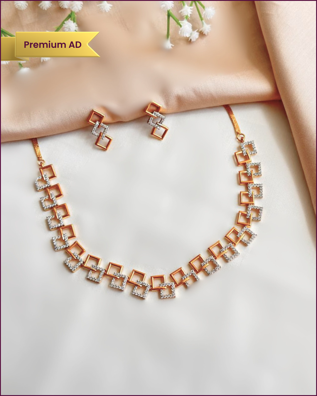 Raha  : Gold plated AD Necklace Set