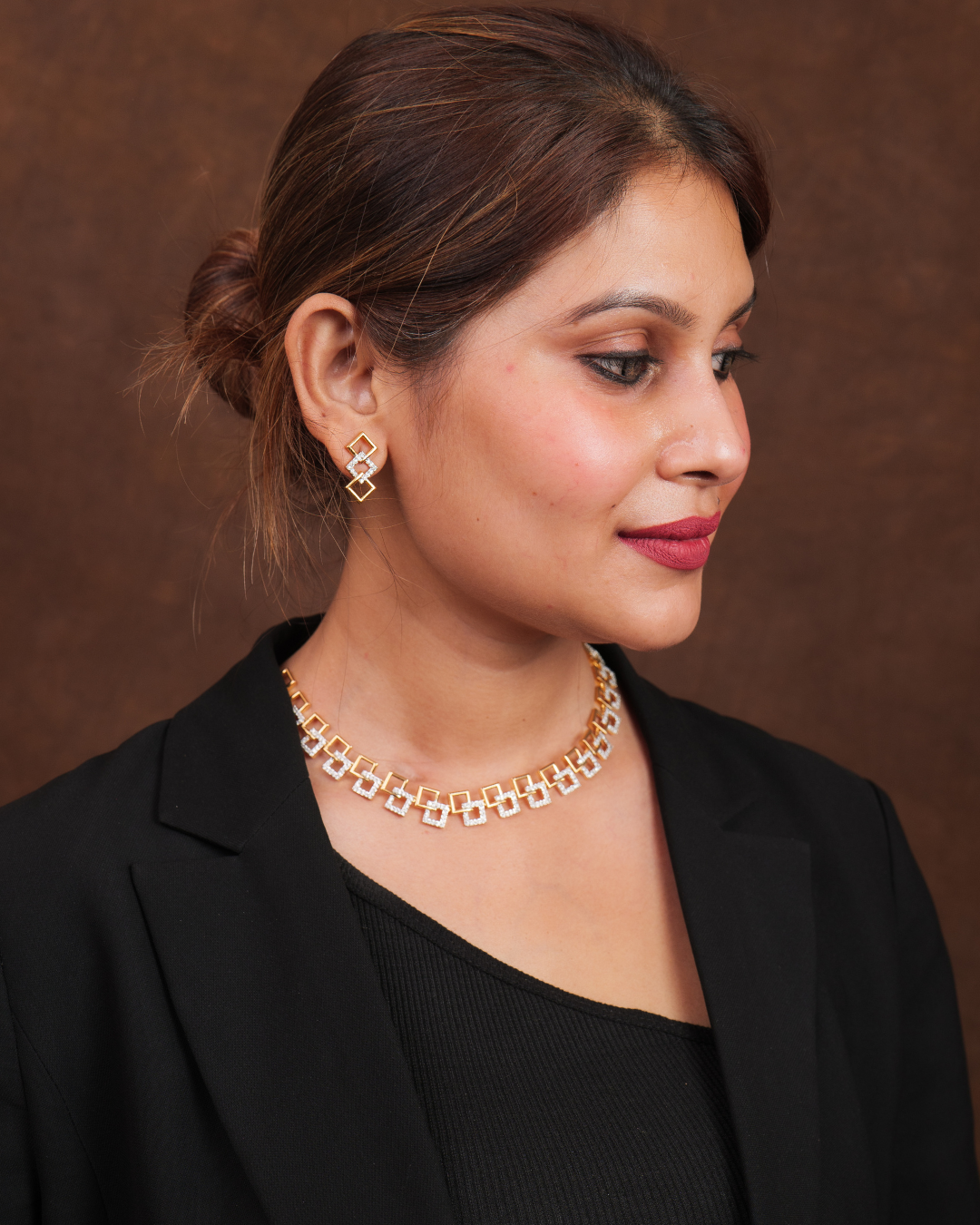 Raha  : Gold plated AD Necklace Set