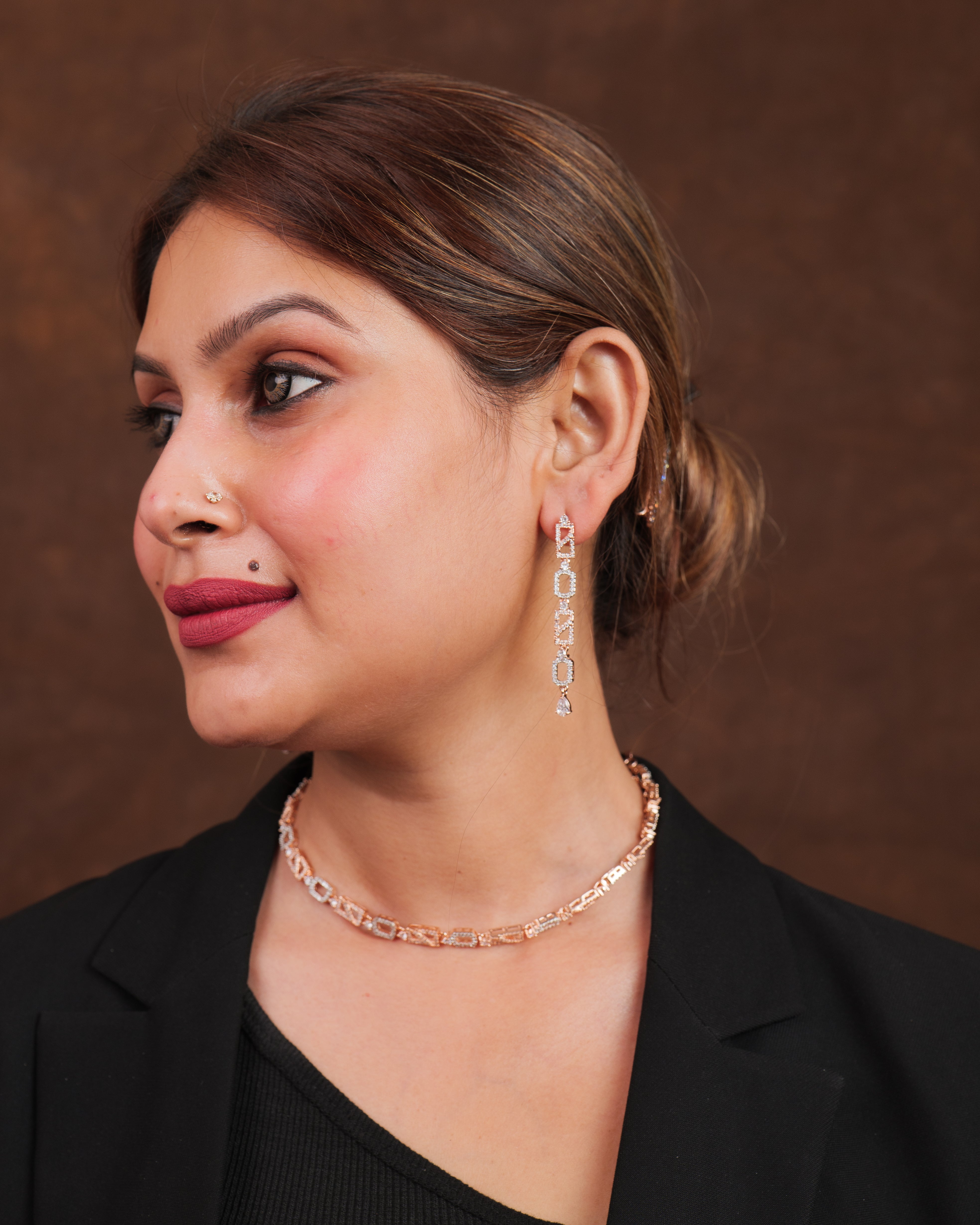 Celestia Carat Link Necklace and Earring Set