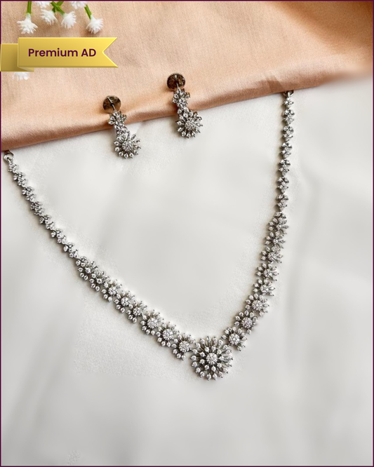 Iraaj : Silver Plated AD Necklace Set