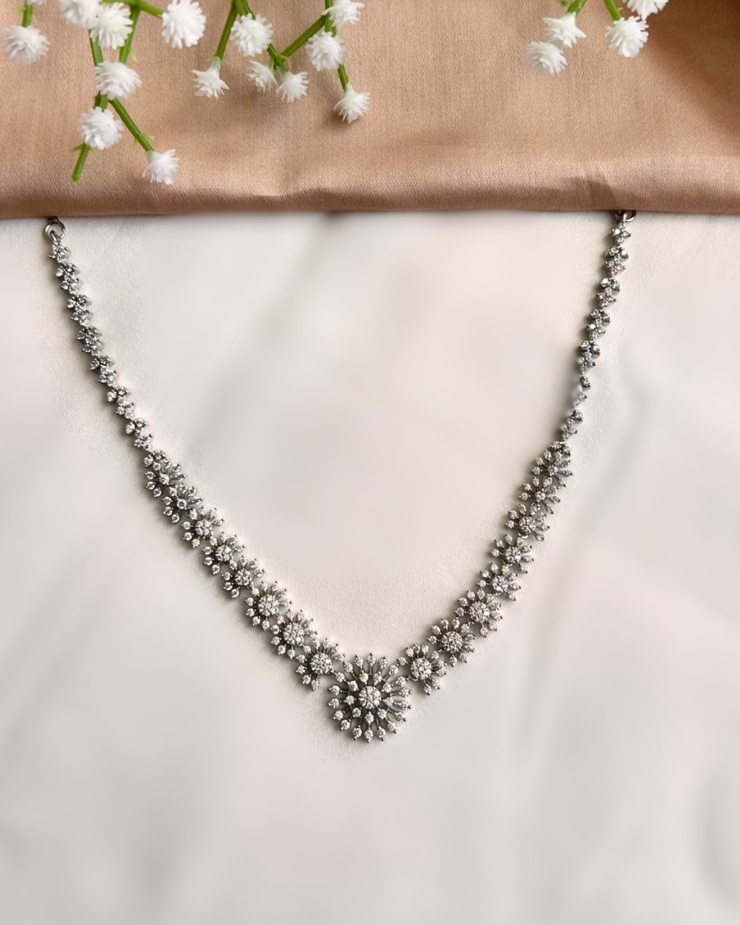 Iraaj : Silver Plated AD Necklace Set