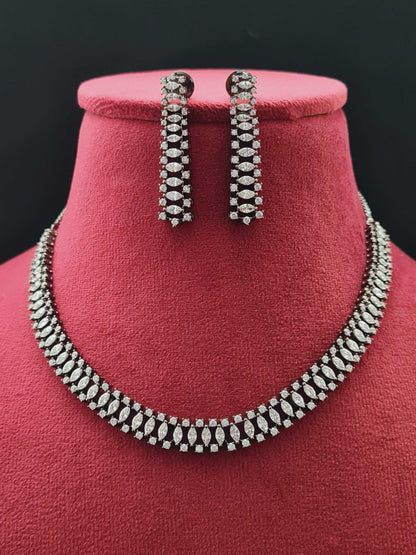 Ida : Silver Plated AD Necklace Set