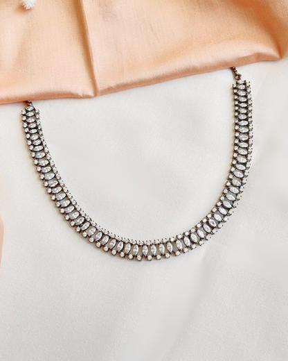 Ida : Silver Plated AD Necklace Set