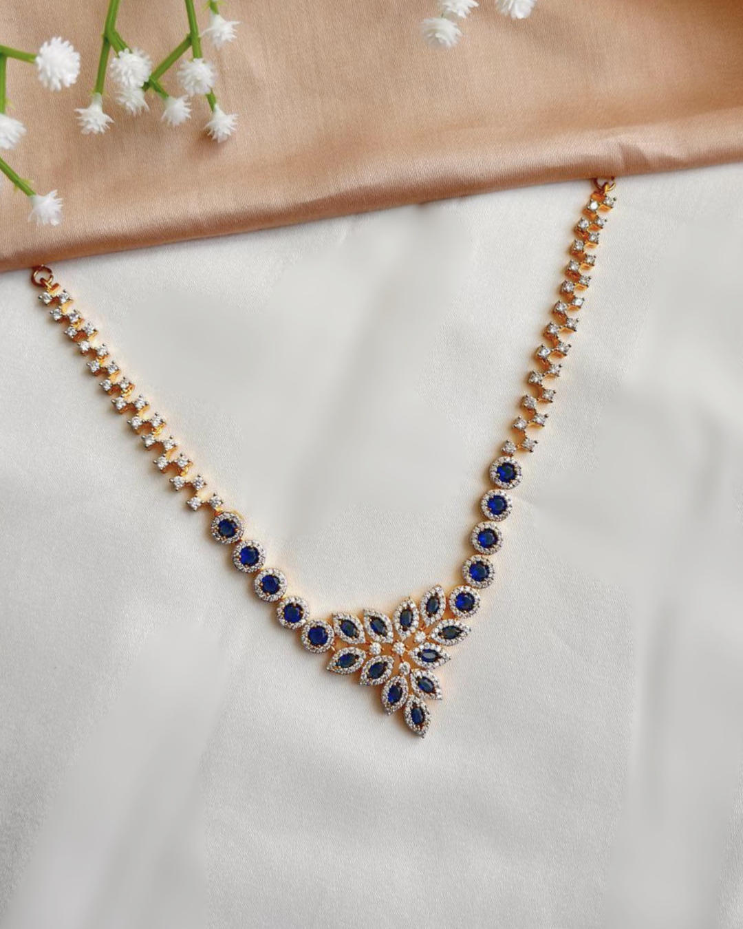 Sohvi : Gold Plated AD Necklace Set