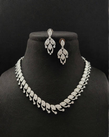 Arth : Silver Plated AD Necklace Set