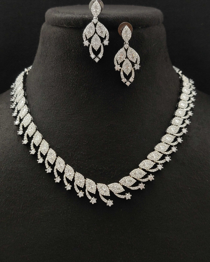 Arth : Silver Plated AD Necklace Set