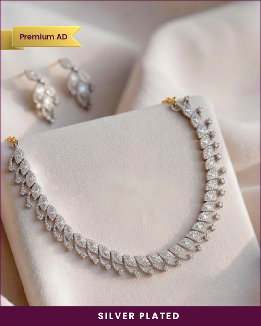Arth : Silver Plated AD Necklace Set