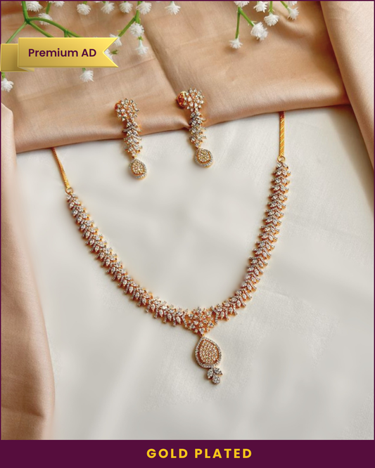 Nurvi : Gold Plated AD Necklace Set