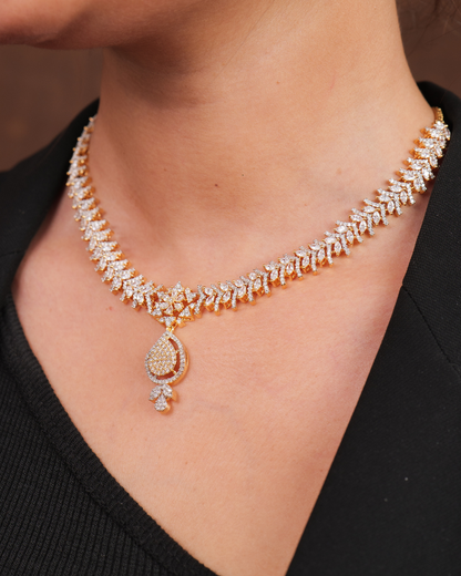 Nurvi : Gold Plated AD Necklace Set