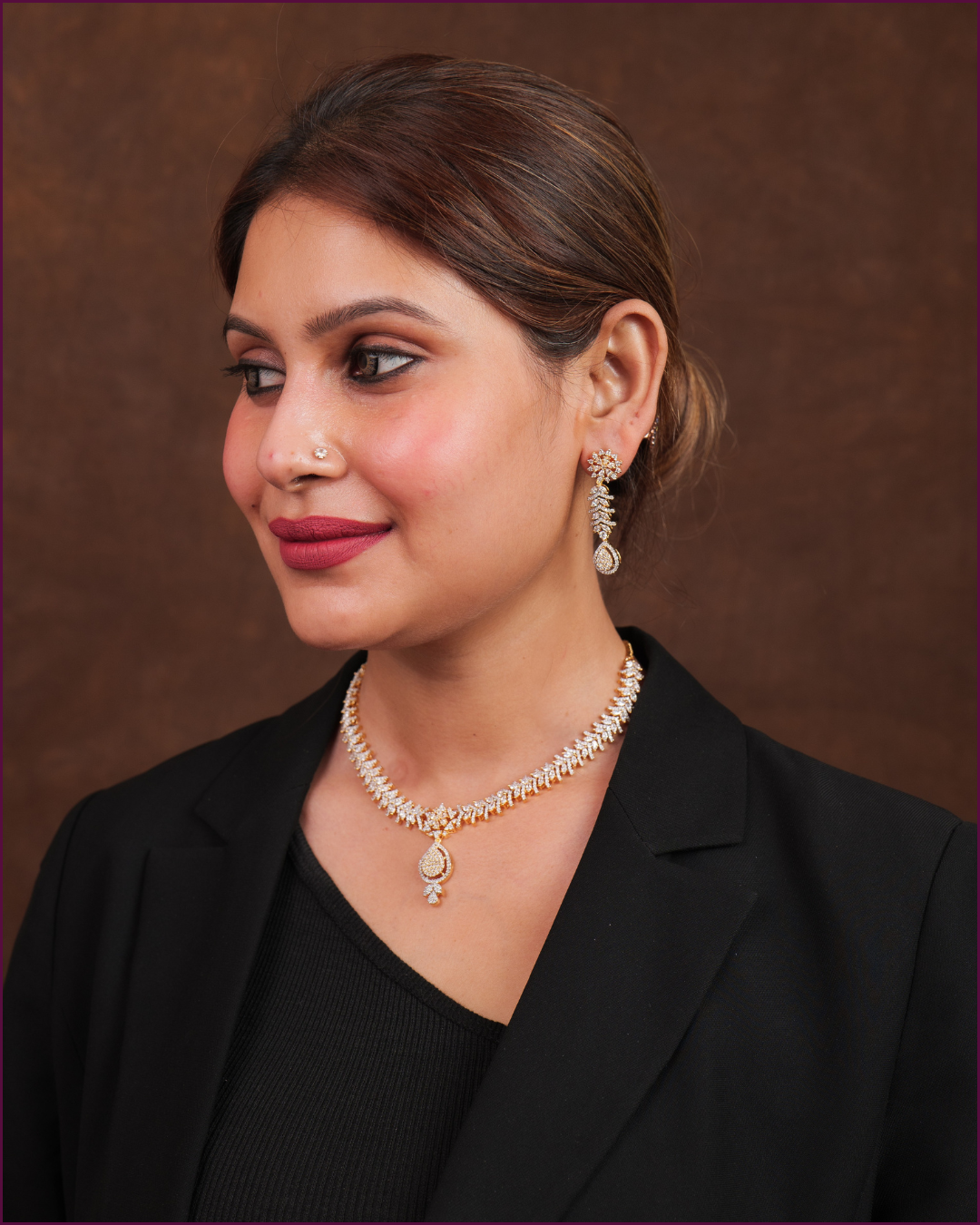 Nurvi : Gold Plated AD Necklace Set