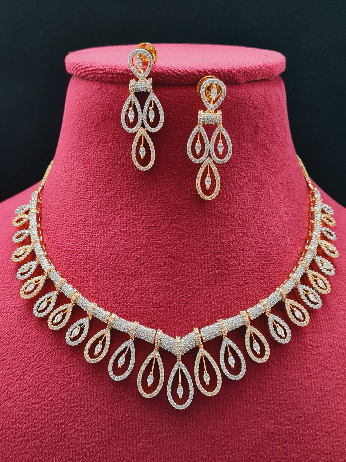 Nushi : Gold Plated AD Necklace Set