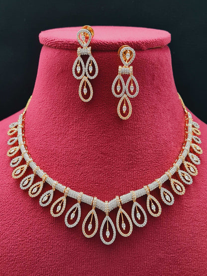 Nushi : Gold Plated AD Necklace Set