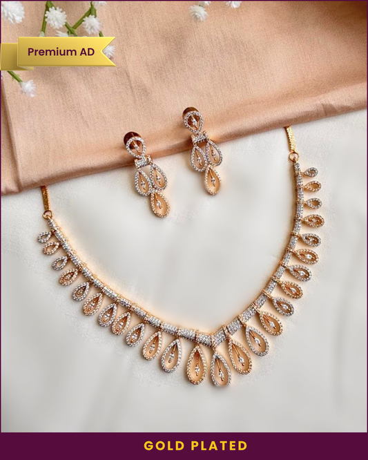 Nushi : Gold Plated AD Necklace Set
