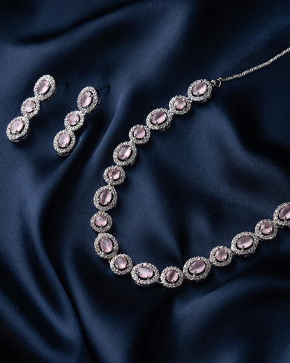 Zyra : Silver Plated AD Necklace Set