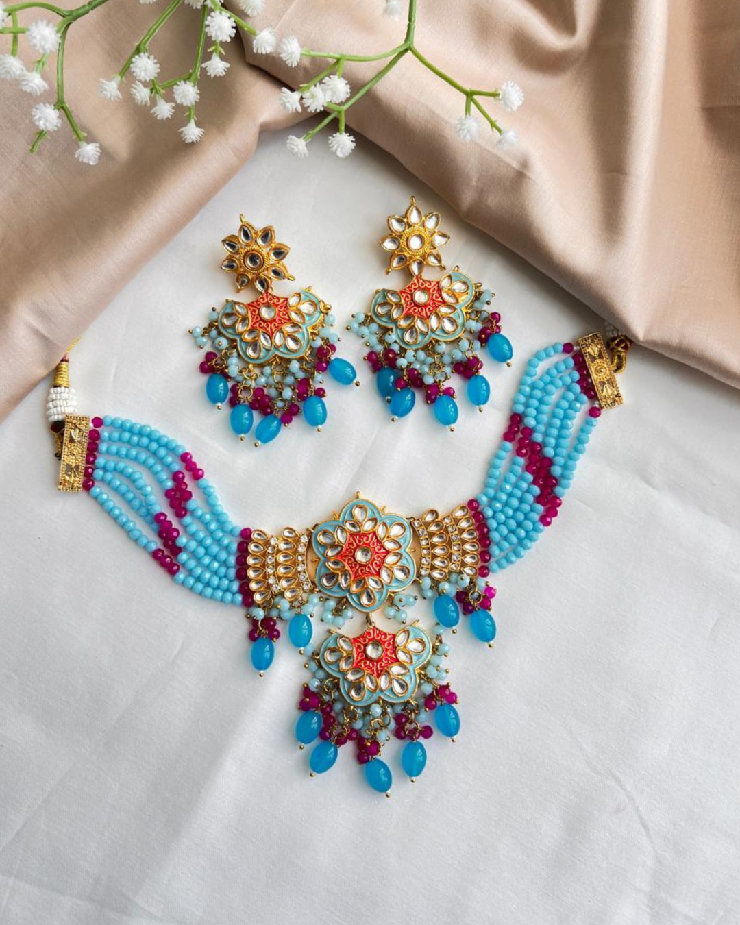 Rutvi : Kundan Beads Neckalce Set